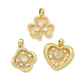 Латунные микропаве прозрачные подвески с фианитом, золотые