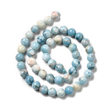 Natural Gemstone Beads Strands, Imitation Larimar, Dyed, Round, Sky Blue