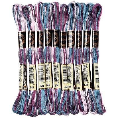10 мотки 6-слойная полиэфирная нить для вышивания, нитки для вышивки крестом, сегмент окрашенный