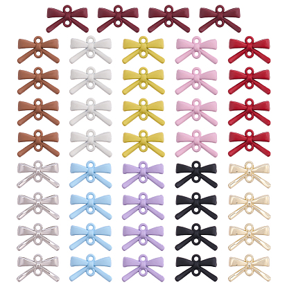 44 pièces 11 breloques connecteurs en alliage peint à la bombe de couleurs, liens bowknot