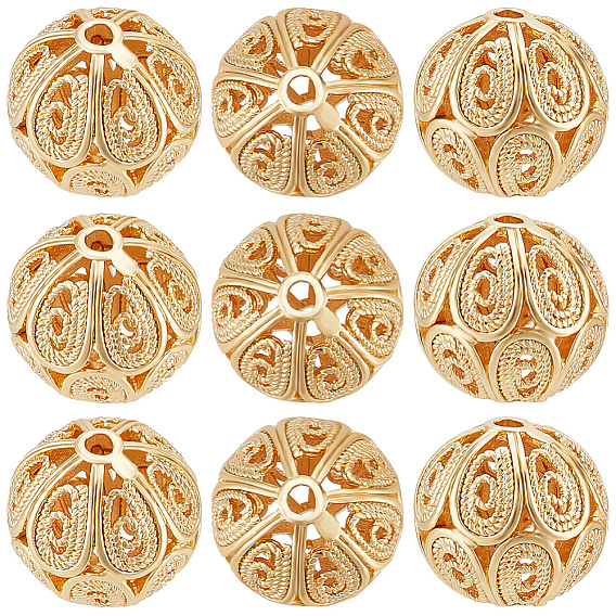 20шт. латунные филигранные бусины, филигранный шар, круглые, без никеля 