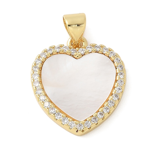 Латунные микро проложить кубического циркония подвески, сердце прелести, с оболочкой, без свинца и без кадмия, долговечный