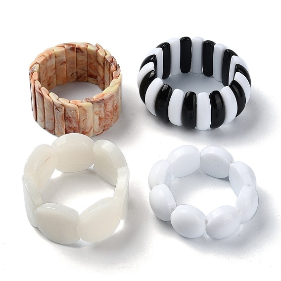 Растягивающийся браслет из акриловых бусин с имитацией драгоценных камней, плитка браслет