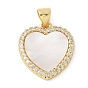 Латунные микро проложить кубического циркония подвески, сердце прелести, с оболочкой, без свинца и без кадмия, долговечный