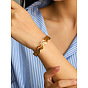 304 Stainless Steel Wavy 3-Line Cuff Bangles for Women