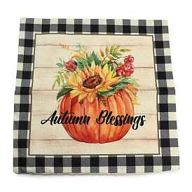 Taie d'oreiller thème automne en toile de jute, housse de coussin carrée, pour la décoration de canapé-lit