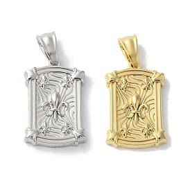 Ионное покрытие (ip) 304 подвески из нержавеющей стали, прямоугольник с подвеской в виде геральдической лилии