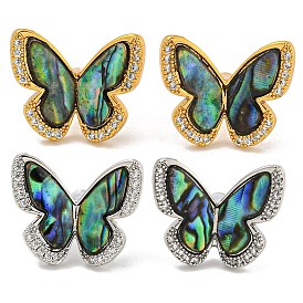 Серьги-гвоздики из латуни с бабочкой и покрытием стойки, с четким кубического циркония, природные пауа серьги оболочке