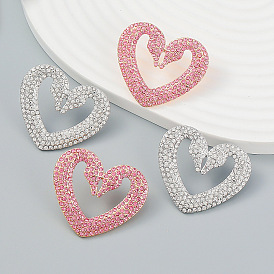 Exaggerated Heart-shaped Earrings Retro Minimalist for Girls