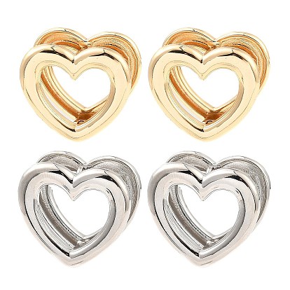 Brass Hoop Earrings, Hollow Heart
