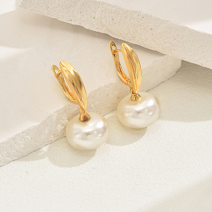 Серьги-кольца из нержавеющей стали, с имитацией жемчуга