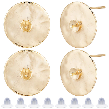 20 шт. латунные серьги-гвоздики, для полуразрушенной бусины, с петлей, плоско-круглые, без никеля , 20 гайки ушные пластиковые