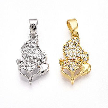 Латунные микро проложить кубического циркония подвески, без кадмия и без свинца, лиса прелести