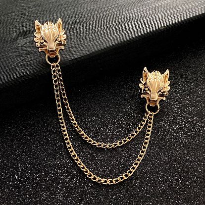 Alloy Hanging Chain Brooch for Men, Dragon