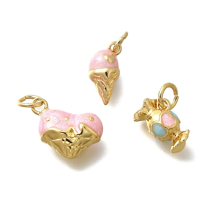 Латунные подвески, с эмалью, без свинца и без кадмия, реальный 18 k позолоченный, стойки покрытие, с целью перехода в кольце