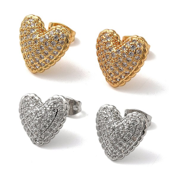 Серьги-гвоздики из латуни с микропаве и циркониевым покрытием в форме стойки, без свинца и без кадмия, долговечный