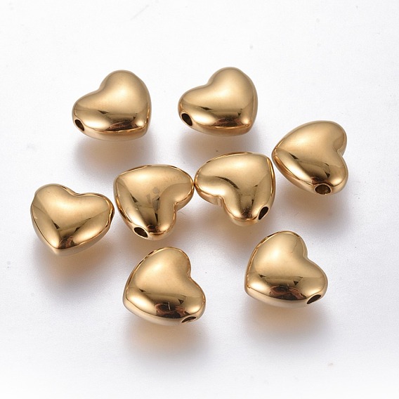 Ion Plating(IP) 304 Stainless Steel Beads, Heart