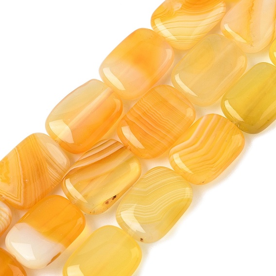 Нити бусин из натурального полосатого агата/полосатого дагата, окрашенная и подогревом, прямоугольные
