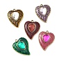 304 нержавеющей стальной эмали подвески, сердце прелести, со стразами, золотые