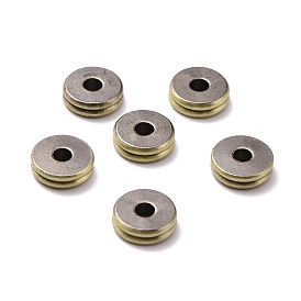 Тибетский стиль латунные бусины, без кадмия и без свинца, плоско-круглые
