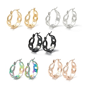 304 Stainless Steel Curb Chain Chunky Hoop Earrings for Women
