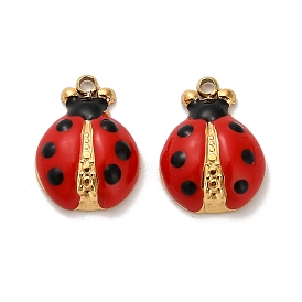 304 подвески из нержавеющей стали, божья коровка, с эмалью, реальный 18 k позолоченный, ионное покрытие (ip)