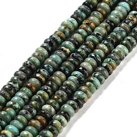 Brins de perles turquoises africaines naturelles (jaspe), rondelle