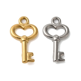 304 Stainless Steel Pendants, Heart Key Charm