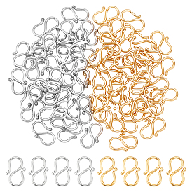 60шт 2 цвета 304 S-образные застежки из нержавеющей стали, для ожерелья, изготовление браслетов