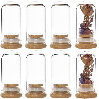 Купол из прозрачного стекла, декоративная витрина, террариум в форме колокольчика с бамбуковым основанием