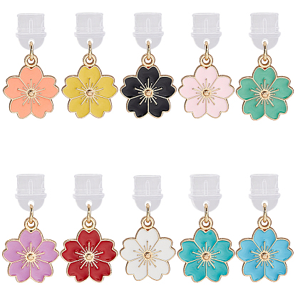 10шт пластиковые мобильные пылезащитные заглушки, цветок, с подвесками из эмали и сплава 