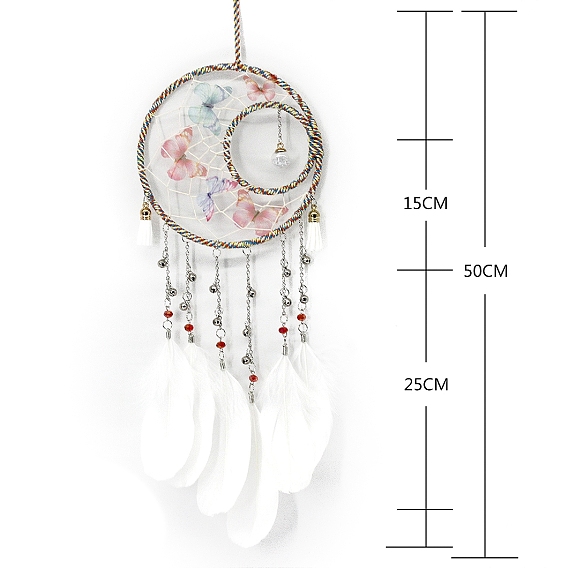 Тканая сетка/паутина с подвесным украшением из перьев для комнаты девочки, выпускной сезон, подарок на день рождения, окно подвесное