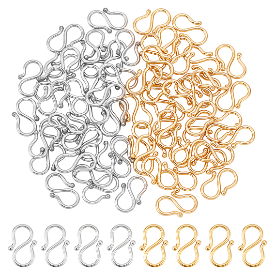 60шт 2 цвета 304 S-образные застежки из нержавеющей стали, для ожерелья, изготовление браслетов