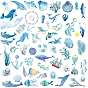 PVC Waterproof Sticker Labels, Self-adhesive Decals, for Suitcase, Skateboard, Refrigerator, Helmet, Mobile Phone Shell, Sea Animals & Boat & Beach Chair, Ocean Themed Pattern