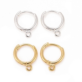 Rack Plating Eco-friendly Brass Hoop Earring Findings, with Horizontal Loop, Lead Free & Cadmium Free, Ring