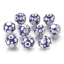 Индонезийские бусины ручной работы, с латунным стержнем, круглые, 16 мм, отверстие : 3.8 мм