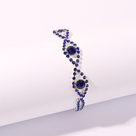 Bracelet plein de diamants de mode européenne et américaine, bijoux à main géométriques en diamant bleu pour femme.