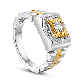 Кольцо на палец shegrace 925 из стерлингового серебра, с цепочкой для часов и квадратом из настоящего золота 18k с микропаве aaa фианитами