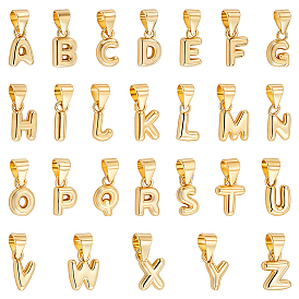 26Pcs 26 Styles Brass Charms, Letter Charms, Real 18K Gold Plated, Long-Lasting Plated, Lead Free & Cadmium Free