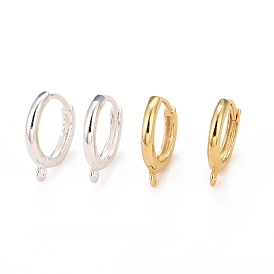 Rack Plating Eco-friendly Brass Hoop Earring Findings, with Horizontal Loop, Lead Free & Cadmium Free, Ring