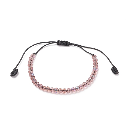 Transparent Glass Braided Bead Bracelet, Adjustable Bracelet for Women