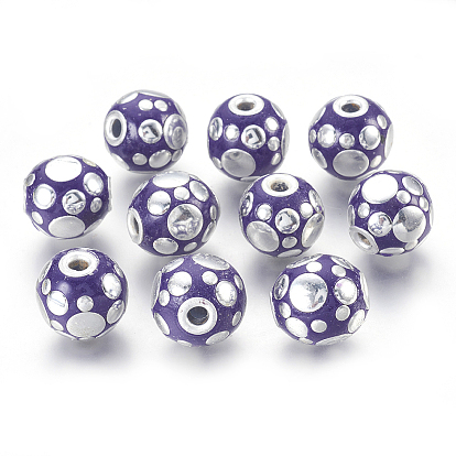 Индонезийские бусины ручной работы, с латунным стержнем, круглые, 16 мм, отверстие : 3.8 мм