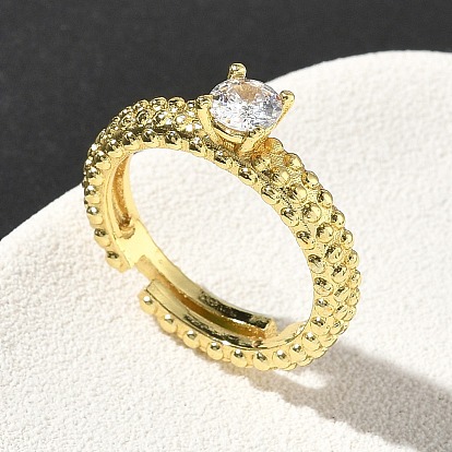 Кольца из латуни с микропаве, прозрачные кольца с кубическим цирконием, плоско-круглые, стойки покрытие, долговечный, без кадмия и без свинца