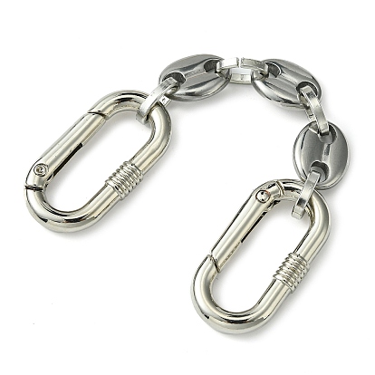304 Stainless Steel Oval Link Bag Extender Chains, with Zinc Alloy Spring Gate Rings