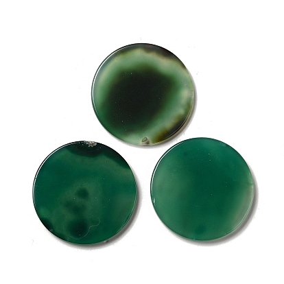 Natural Green Onyx Agate Cabochons, Flat Round