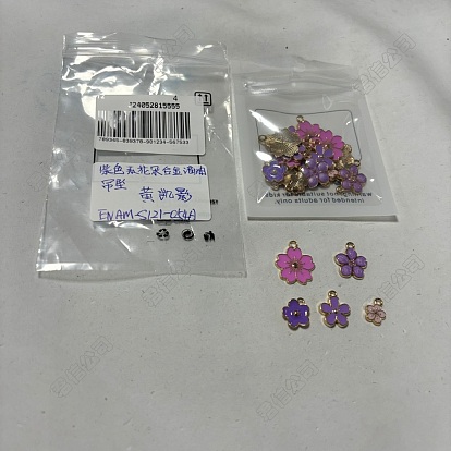 25 pcs 5 styles pendentifs en émail en alliage, fleur, or et de lumière
