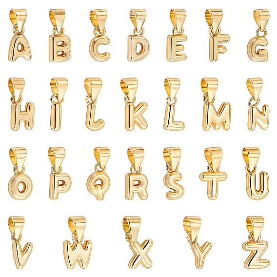 26 Stück 26 Stile Messing Charms, Brief Reize, echt 18 k vergoldet, langlebig überzogen, Bleifrei und cadmium frei
