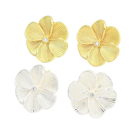 Серьги-гвоздики из латуни с реечным покрытием, без кадмия и без свинца, долговечный, цветок