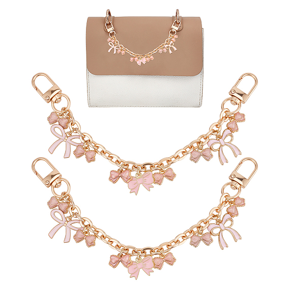 2шт. сплав эмаль бант подвеска алюминиевая панцирная цепочка сумка декоративные цепи, Сплав с застежками, аксессуары для замены сумок, золотой свет