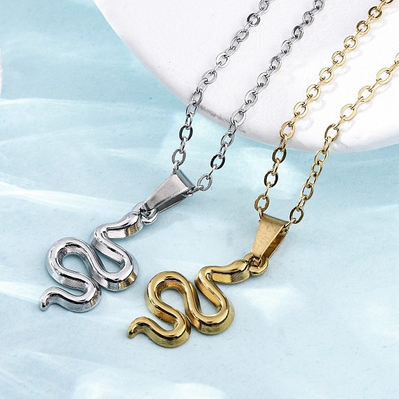 Змея 304 ожерелья из нержавеющей стали с подвеской, ионное покрытие (ip)